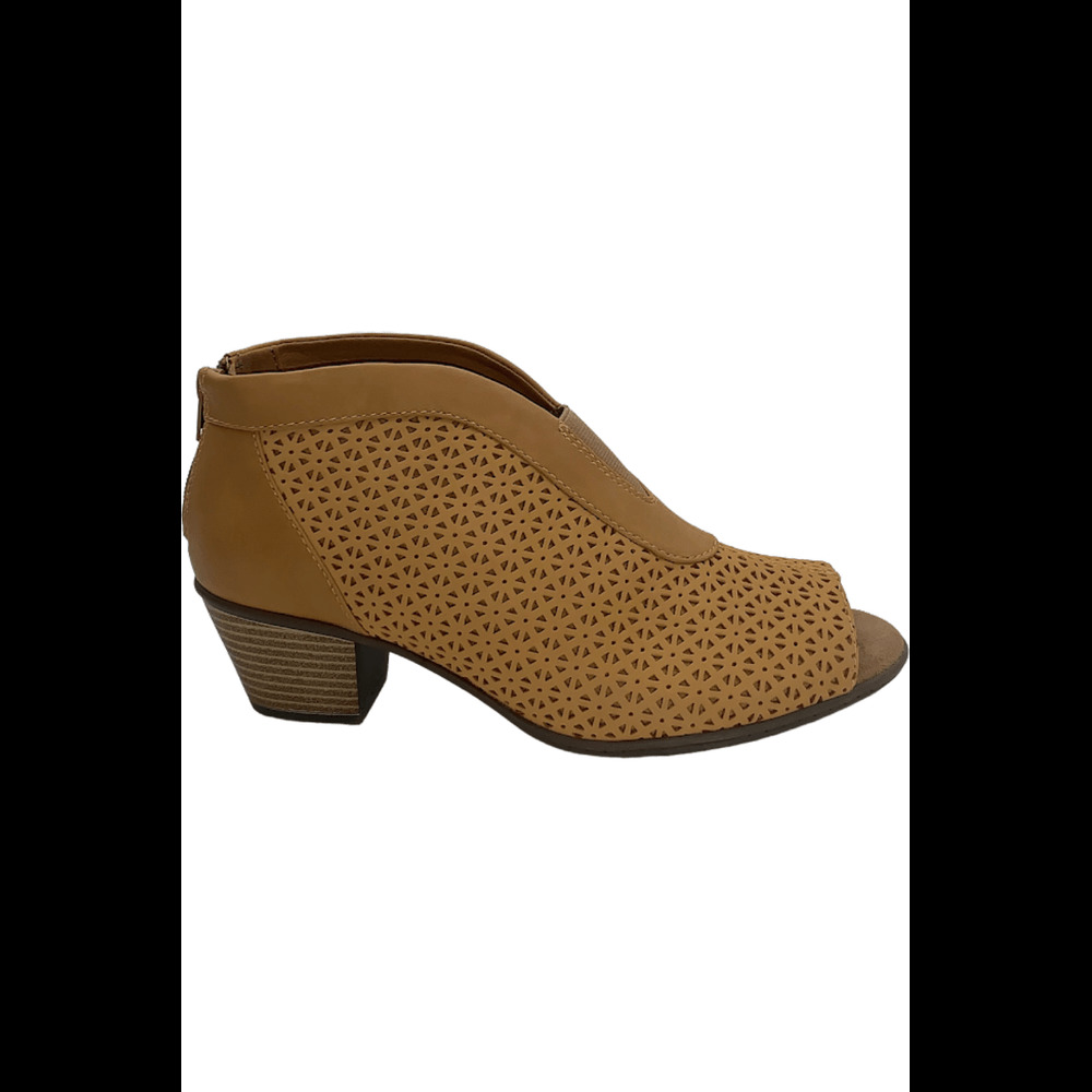 Earth Origins Nubuck Peep-Toe Booties Carden Yellow - Medium 7.5